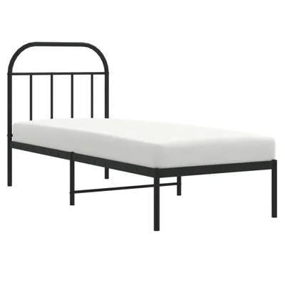 Produktbild von Bettgestell mit Kopfteil Metall Schwarz 75x190 cm