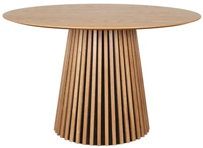 Produktbild von Esstisch Holz rund Ø 120 cm Natur Oak Esszimmertisch Eiche -, Lamellengestell