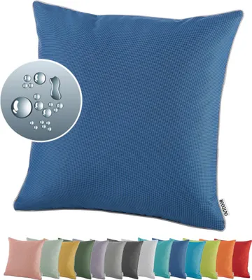 Produktbild von heimtexland ® OUTDOOR Lounge Dekokissen LOTUS EFFEKT 45x45 Garten Kissen Outdoorkissen Typ551 Blau