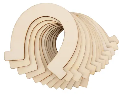 Produktbild von 24 Stück hufeisenförmige Holzanhänger zum Aufhängen, Holzhandwerk, DIY, handgefertigtes Spielzeug für Kinder (83 x 91 mm)