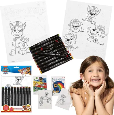 Produktbild von Paw Patrol Set: Malbuch mit Markern, Malen nach Zahlen