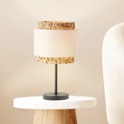 Produktbild von BRILLIANT natürliche Tischleuchte WATERLILLY | Hohe Tischlampe mit Stoffschirm & Wasserhyazinthe | 1x E27 Fassung max. 60W | Metall/Textil/Wasserhyazinthe