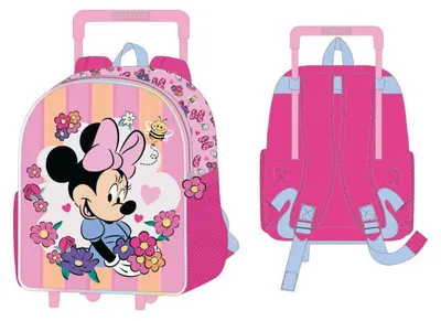 Productafbeelding van Lobbes Minnie Mouse 3D rugzak met trolley voor kinderen - schooltas
