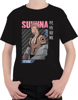 Produktbild von Sukuna Jujutsu Kaisen Otaku Anime Ästhetik Dämon Geschenk Vintage Uni Kinder T-Shirt, Schwarz, 116