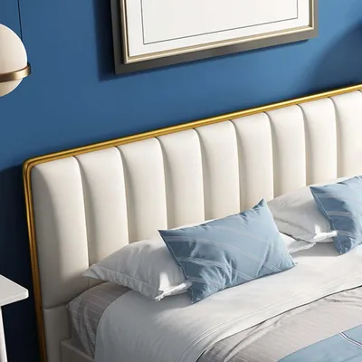 Produktbild von Design Doppelbett Lederbett Betten Bett Leder Polster Schlafzimmer Ehe 180x200