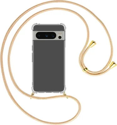 Produktbild von Handykette Backcover-Schutzhülle mit Band (Metall goldfarben) für Google Pixel 8 Pro (6.7'') - Goldkordel