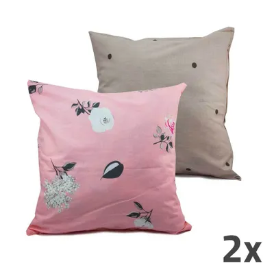 Zdjęcie produktu dla Zestaw 2 dwustronnych poszewek na poduszki Home Elements, różowy i jasnoszary