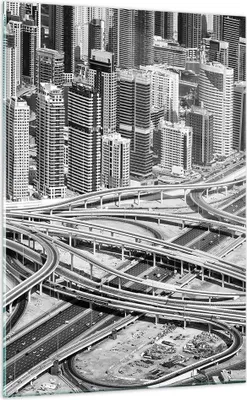 Produktbild von Bilder auf glas - Einteilig - Stadt Wolkenkratzer Autobahn - 70x100cm - Glasbilder - Wandbilder - Bilder - Wanddekoration aus Glas - Glas Bilder - Wandbild auf Glas - GPA70x100-5065