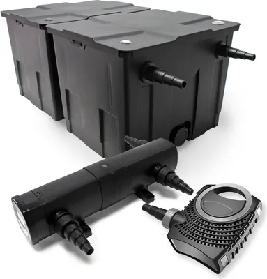 Immagine prodotto di Set completo Wiltec: filtro per laghetti CBF-350B fino a 60000 L come filtro a flusso continuo, pompa per laghetti NEO10000 SuperECO 10000l/h 80W, chiarificatore per laghetti CUV-236 con chiarificatore UVC 36W