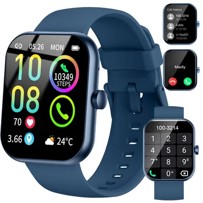 Produktbild von Smartwatch Herren Damen 2026 HD Bluetooth--Anrufe 113+ Sportmodi und IP68 wasserdicht Blau