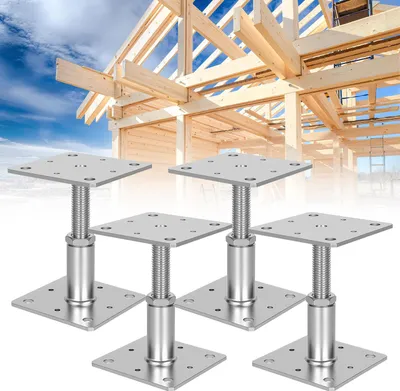 Produktbild von Ikodm 4er Set Stützenfüße höhenverstellbar 30–250 mm aus Stahl zum Aufschrauben Silber