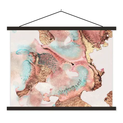 Produktbild von MuchoWow® Textilposter Tinte - Pastell - Abstrakt 150x113 cm mit holzfarbenen Rahmen - Poster