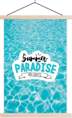 Produktbild von MuchoWow® Textilposter Sommer - Zitat - Meer 60x90 cm mit holzfarbenen Rahmen - Textil