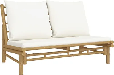 Immagine prodotto di Panchina da giardino con cuscini in bambù bianco crema