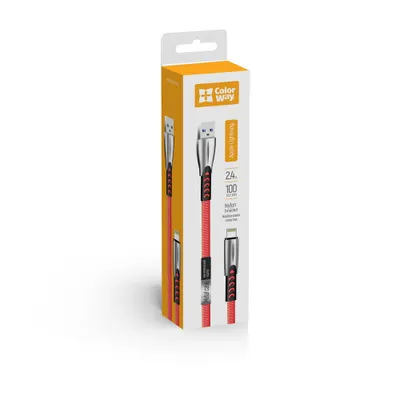 Obrázok produktu pre ColorWay Kábel USB Apple Lightning (zink alloy) 2.4A 1m - red