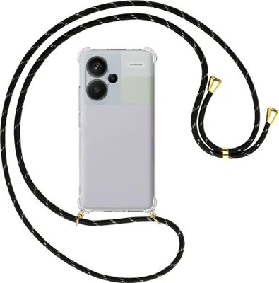 Produktbild von Handykette Backcover-Schutzhülle mit Band (Metall goldfarben) für Xiaomi Redmi Note 13 Pro Plus - schwarz/gold