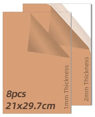 Produktbild von Acrylplatten Set, 8-teilig, 21 x 29,7 cm (A4), 1 mm und 2 mm dick, transparent, für Bastelarbeiten