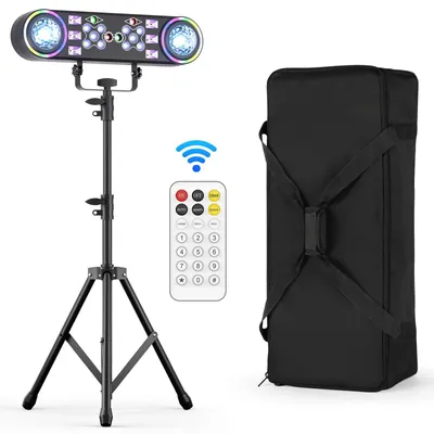 Produktbild von LED Bühnenbeleuchtung Stativ-Set - ZQ01447 DMX512 Lichteffekt - Doppelkopf - 7‑in‑1 RGBW LED - 3‑teiliges Teleskopstativ - Tragetasche - EU‑Stecker