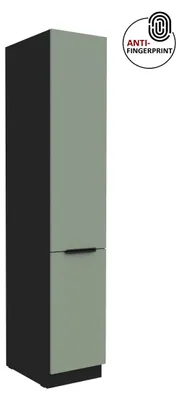 Produktbild von Küchen Hochschrank 40 cm Küche ARIA Aquamarin ultra matt + Schwarz matt, hochwertige Fronten mit Anti Fingerprint Beschichtung Küchenzeile Küchenblock