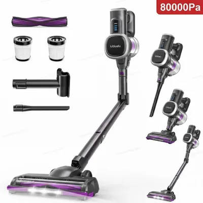 Produktbild von Lubluelu Akku-Staubsauger,80000PA/ 650W/70Min, Staubsauger Kabellos Mit Selbststehendes Design, Flexibles Biegegelenk, Anti-Tangle Bodenbürste,P5