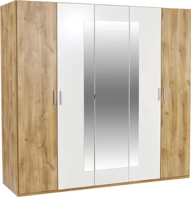 Produktbild von Kleiderschrank Katrin Schlafzimmerschrank 225cm 3-türig plankeneiche weiß