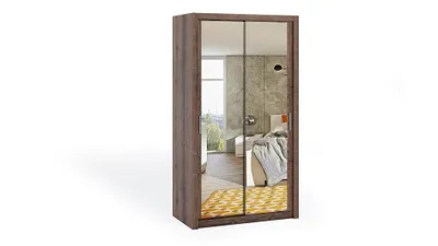 Produktbild von FurMeb24 Schiebetrenschrank BONO 120 cm Kleiderschrank Mit Spiegel, 2-triger Schiebeschrank (Eiche Monostery/ Eiche Monostery)