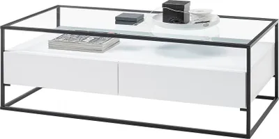 Produktbild von Couchtisch Evora mit Glasplatte | 120x60 | weiß