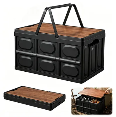 Campingbox mit Deckel, 30 L, 43x30x24 cm, klappbar, schwarz