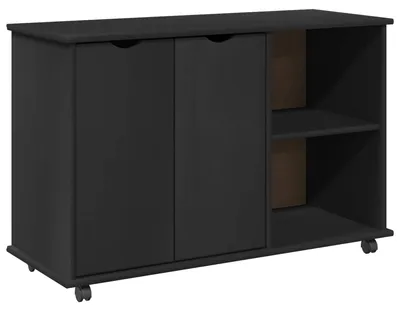 Produktbild von Rollschrank Schwarz 100 x 39 x 65,5 cm Massivholz Kiefer