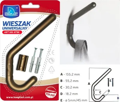 Obrázek produktu pro Věšák 2 háčky plast velký KON - mix variant či barev