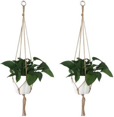 Immagine prodotto di Set di 2 portavasi in macramè Azomor Beige per decorazioni interne ed esterne