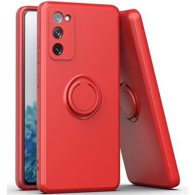 Obrázek produktu pro Samsung S20 FE Pouzdro, s prstencovým držákem a stojánkem, odolné proti poškrábání, měkký silikon pouzdro pro Samsung Galaxy S20 FE/S20 FE 5G/S20 FE 2022 červené