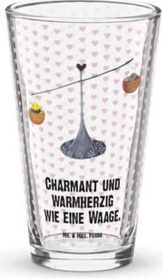 Produktbild von Mr. & Mrs. Panda Tumbler Sternzeichen Waage - Transparent - Geschenk, Biene, Marienkäfer, Bierglas, Wasserglas, Glas, Gleichgewicht, Pintglas, Cocktailglas, Hummel