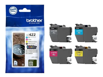 Produktbild von Brother LC422 Multipack - 4er-Pack - Schwarz, Gelb, Cyan, Magenta - original - Tintenpatrone - für Brother MFC-J5345DW