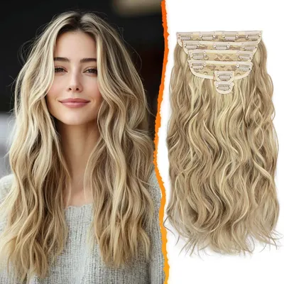 Produktbild von Wellige Blond Clip in Extensions 40CM Natürliches Synthetisches Haar 6PCs