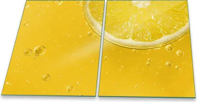Produktbild von Herdabdeckplatte Glaskeramik 2-Teilig 2x40x52 Zitrone Gelb Abdeckung Spritzschutz Glas