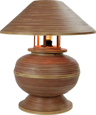 Obrázok produktu pre Jemná stolová lampa Asianliving Bambusová špirála ručne vyrobená hnedá 37x37x40cm