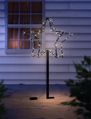 LED Weihnachtsstern Weihnachtsbeleuchtung Gartenstecker Außen warmweiß Batterie