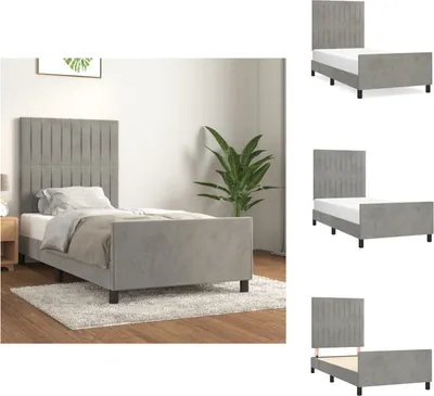 Obrázek produktu pro vidaXL Rám postele s čelem světle šedý 80x200 cm samet - Postele a rámy postelí