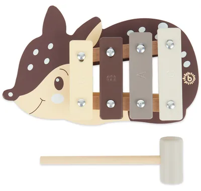 Produktbild von Bieco Kinder Xylophon in Reh-Design | Musikinstrumente für Kinder ab 1 Jahr | Süßes Musikspielzeug Baby | Glockenspiel für Kinder mit Schlägel | Xylophon Kinder 1 Jahr | Baby Musikinstrumente
