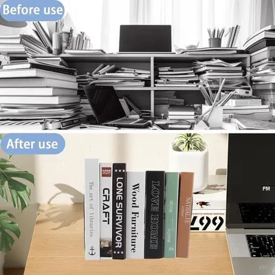 Produktbild von Famanu Bücherstützen 6 Stück - schwarze Metall Bücherhalter für Regale