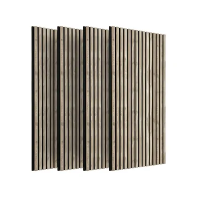 Produktbild von IZODEKOR Akustikpaneele 120x60 cm Argento 4er Set (2,88m²) – MDF Holz Lamellenwand mit Akustikfilz, schalldämmend, für Wohnzimmer, Büro & TV-Wand