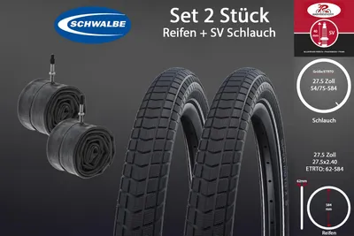 Produktbild von 2 Stück 27.5 Zoll SCHWALBE 27.5x2.40 Super Moto 62-584 mit Schlauch SV