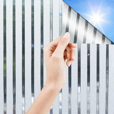 Produktbild von Faziango Fensterfolie Streifen,Sichtschutzfolie Fenster Milchglasfolie,statisch haftend ohne Klebstoff,Anti-UV Folie für Bad und Büro,90*200CM