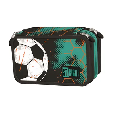 Produktbild von Federmäppchen 3 Fächer - Mäppchen für Mädchen und Jungen - Federmappe 3-Fach Federtasche Gefüllte Schüleretui Schulmäppchen - Ball Motiv