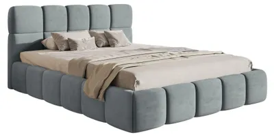 Image de Selsey Cloudy – Lit rembourré 140 x 200 cm avec coffre de rangement et sommier à lattes, velours, gris