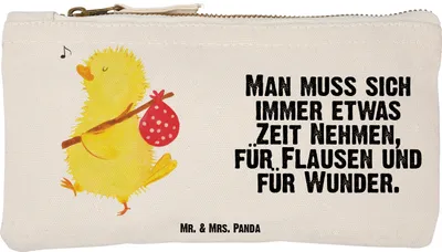 Produktbild von Mr. & Mrs. Panda Baumwolltasche Küken Wander Größe S Klein - Weiß - Geschenk, Kulturbeutel, Ostergrüße, kosmetiktäschchen, Ostern, Weltenbummler, Schlampermäppchen, Zeit