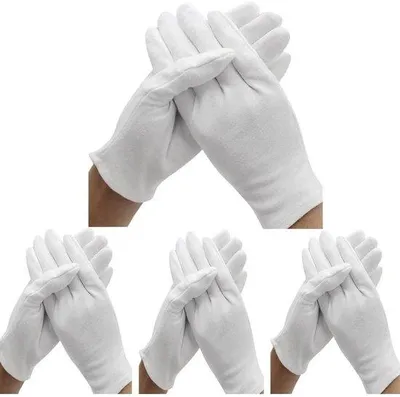 Produktbild von Weisse Baumwolllinienhandschuhe – 12 Stück – Für trockene Hände, Hydratisierung, Make-up, Ekzeme, Spabehandlungen und Schmuckreinigung