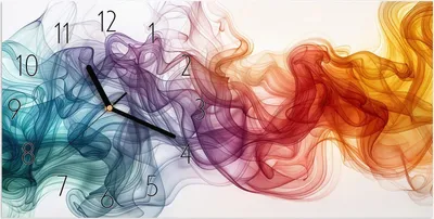 Produktbild von Wanduhr aus Glas mit Motiv Bunte Wirbel- 60 x 30 cm - inkl. Aufhängesystem