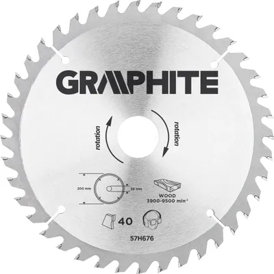 Produktbild von GRAPHITE Widia-Sägescheibe 200 x 30 mm, 40 Zähne, Scheibenstärke 2,2 mm, Zahnstärke 3,2 mm, Reduktionsstücke: 30 x 16 mm, 30 x 20 mm, 30 x 25,4 mm